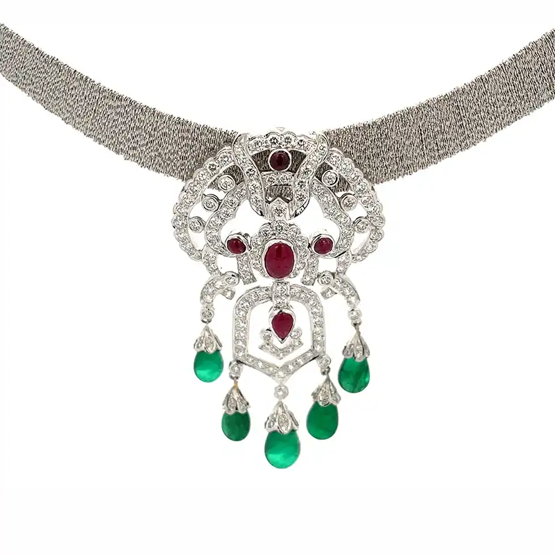 18K White Gold Diamond Necklace Set